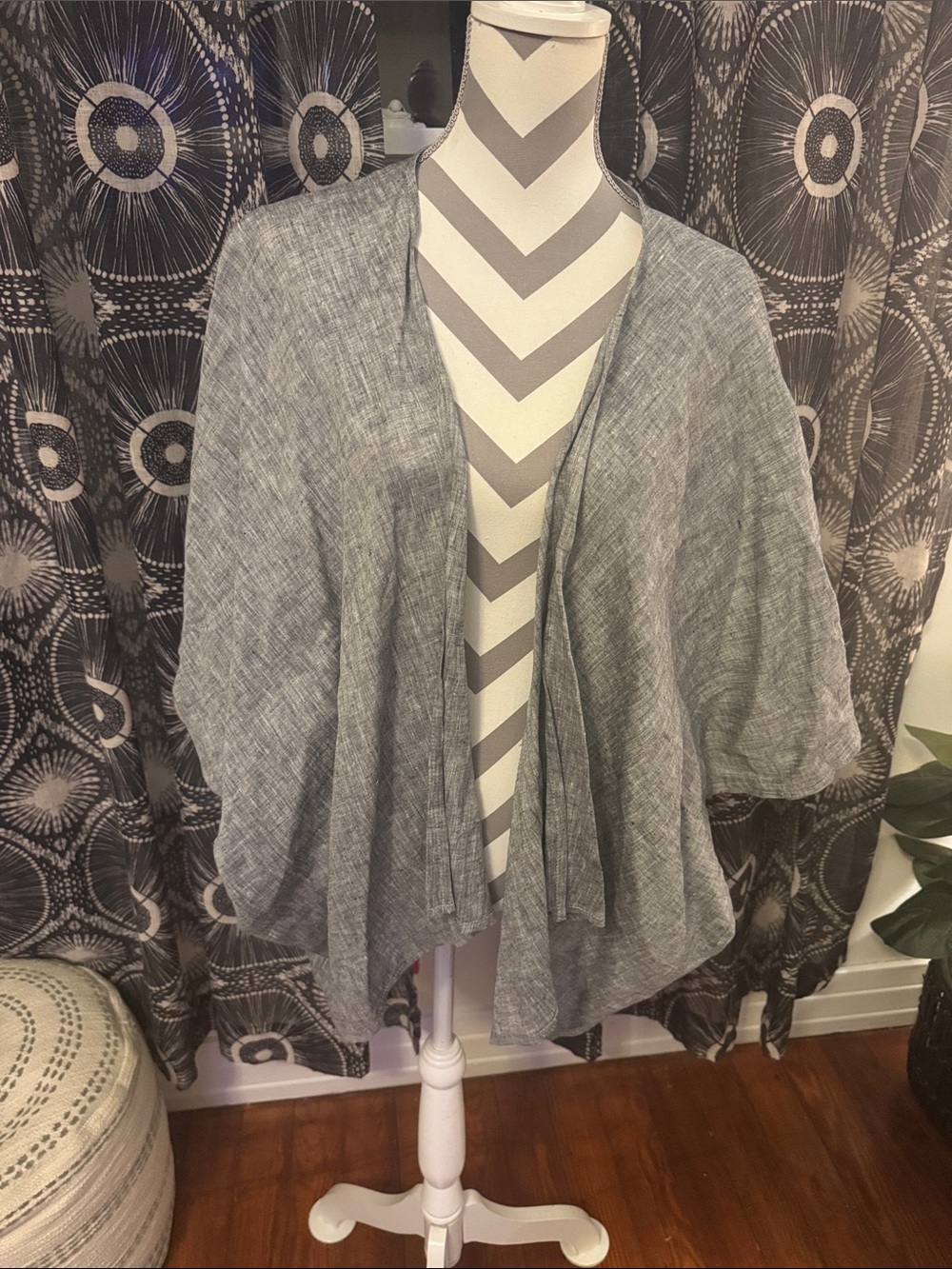 Crown Linen Designs Lightweight Gray Open-Front Women's Cardigan Jacket Size O/S